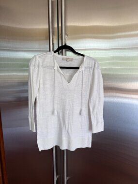LOFT LIGHT-WEIGHT SWEATER, WHITE, SIZE XS